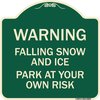 Signmission Falling Snow and Ice Park Your Own Risk Heavy-Gauge Aluminum Architectural Sign, 18" H, G-1818-24026 A-DES-G-1818-24026